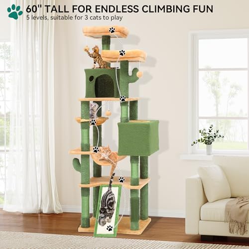 YITAHOME 193 cm Tall Cactus Cat Tower for Large Cats - Image 2