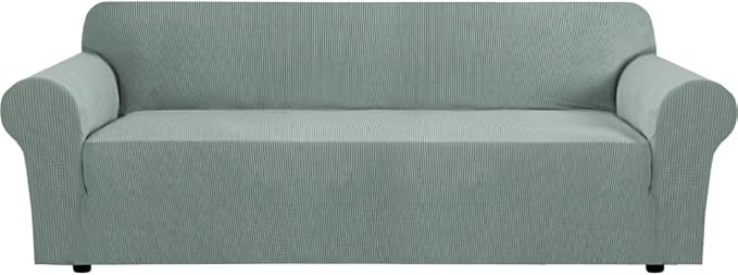 H.VERSAILTEX Stretch Extra Large Sofa Covers Sofa Slipcovers for Living Room Furniture Covers for Pets Feature Thick Checked Jacquard Fabric with Elastic Bottom, Sofa X-Large - Sage