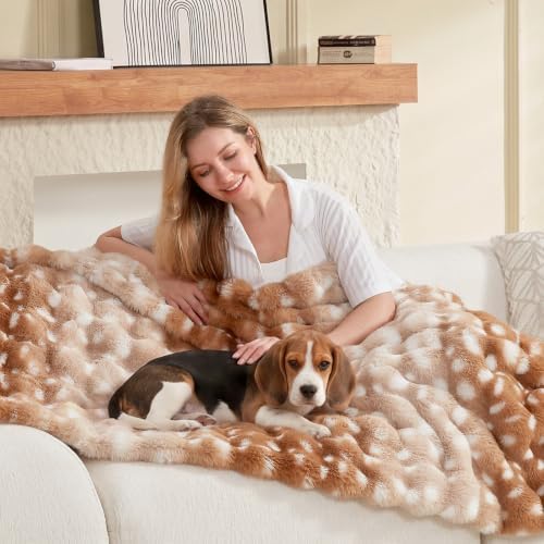 COZY KISS Deer Print Blanket, Faux Fur Dog Blanket for Christmas, 50"x60" - Image 3