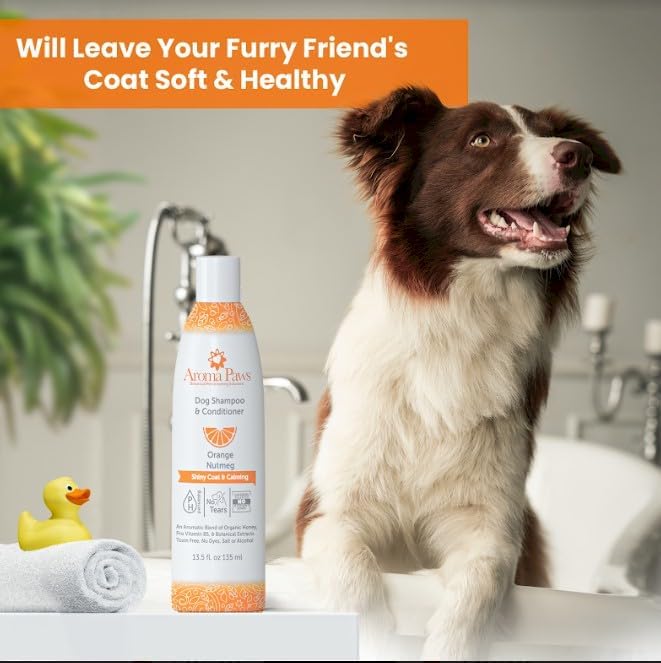 Dog Shampoo and Conditioner - Aromatic Tearless Shampoo for Cleansing, Grooming, and Conditioning - Moisturizing Anti Itch Shampoo for Dogs and Puppies - Orange Nutmeg 13.5 oz.