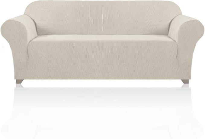 Stretch Sofa Cover Slipcover 1-Piece, Spandex Jacquard Fabric Universal Couch Cover for 3 Cushion, Washable Non Slip Sofa Cover, Pet Friendly (Large Sofa 90"-100",Island Fossi)