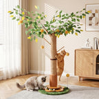 41" Tall Cat Scratching Post for Large Cats - XL Sturdy Cat Scratching Post with Solid Wood Base, Sisal Rope Scratching Posts for Indoor Cats Adults with Self-Grooming Brush, 4 Detachable Hanging Toys by Serdyes