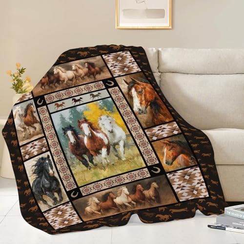 Horse Throw Blanket Horse Stuff Gifts for Kids Girls Boys Adults Women Men Soft Cozy Warm Plush Fluffy Fuzzy Fleece Blanket Decor 60''X80'' - Image 3