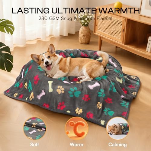 Luciphia 1 Pack 6 Dog Blankets Cat Soft Fluffy Fleece Pet Blanket Warm Cute Print Design Puppy Kitten Doggy Bone Large(41"x31") - Image 4