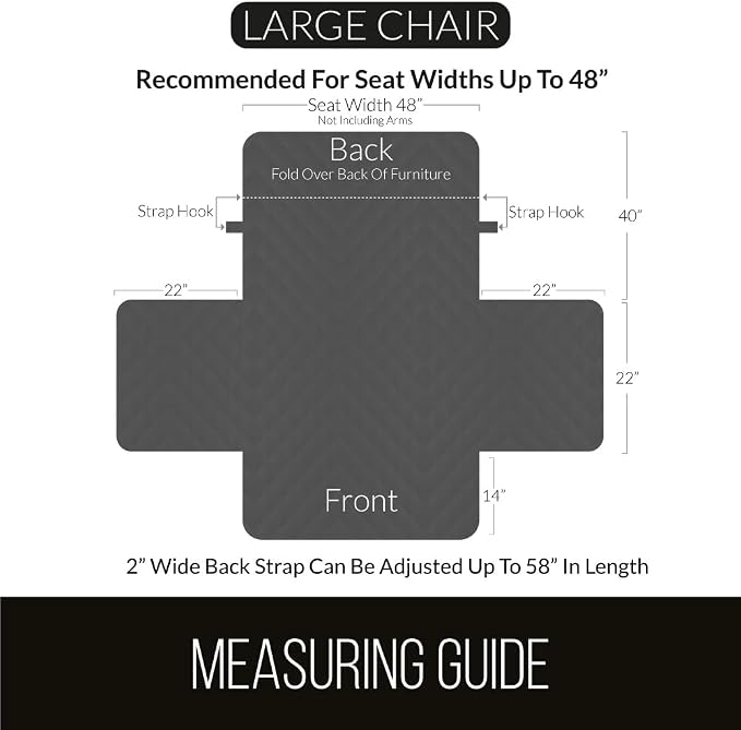 Sofa Shield® Couch Armchair Covers for Dogs, Reversible Furniture Protector with Strap, Stain and Tear Resistant Cushion Cover, 48 inch Seat, Machine Washable Slipcover Pets, Cats, Light Gray