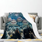 Funny Shark Blanket Marine Life Animal Throw Blankets Gifts for Girls Boys Kids Shark Lover Soft Cozy Fleece Plush for Couch Sofa Bed 60"x50" - Image 2