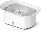 Dog Water Bowl 2.2l/75oz - No Spill Splash-Proof Design, Anti-Slip Suction Base & Slow Flow Dripless Dispenser, Large Capacity Dog Bowl for Messy Drinkers (White- Gray)