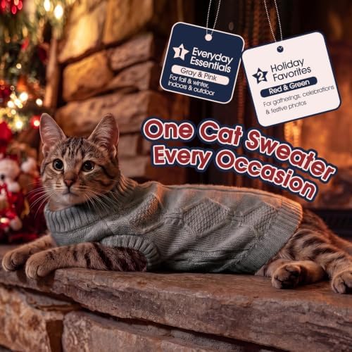 IECOii Cat Sweater for Cats, Warm Knit Kitten Clothes for Fall Winter, XS-L - Image 7