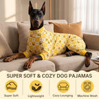 Dog Soft Onesie Pajamas for Large Dogs, All-Season Yellow Bee Print - Image 3