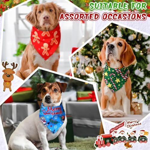 100 Pcs Large Christmas Dog Bandanas Bulk, Pet Costume Accessories - Image 3