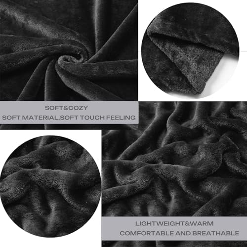 Dark Grey Fleece Plush Throw Blanket 60"x80"for Couch Fuzzy Cozy Flannel - Image 4