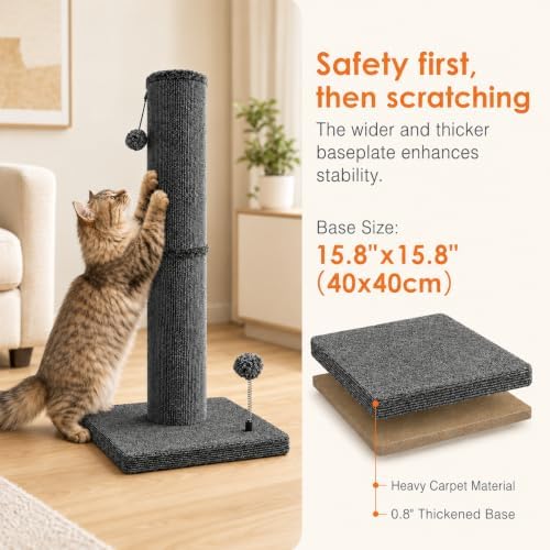 Carpet Cat Scratching Post Heavy Duty for Indoor Large Cats, DGRY - Image 7