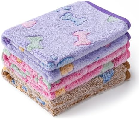 1 Pack 3 Blankets for Dog Puppy Cat (Medium 30x20'', Purple, Pink, Brown) by CADONO