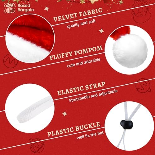 Weewooday 12 Pcs Mini Christmas Santa Hat Scarf Set, Large, Classic Style - Image 5