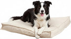 Indoor Dog Bed with Removable Washable Cover, Soft Basketweave Fabric, Reversible Cushion, Carry Handle, Baffle Construction to Help Prevent Fill Shifting, Cream - Medium (32"x32")