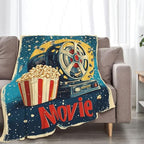Movie Blanket Film Theater Cinema Popcorn Throw Blankets Gifts for Girls Boys Kids Movie Lover Soft Cozy Fleece Plush for Couch Sofa Bed 60"x50" - Image 4