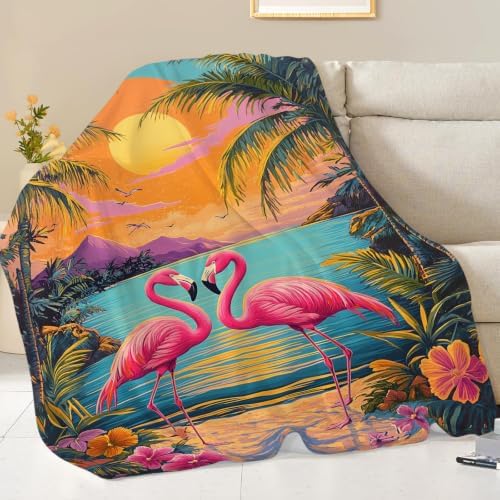 Flamingo Blanket Tropical Flamingo Throw Stuff Gifts 80"x60" - Image 3