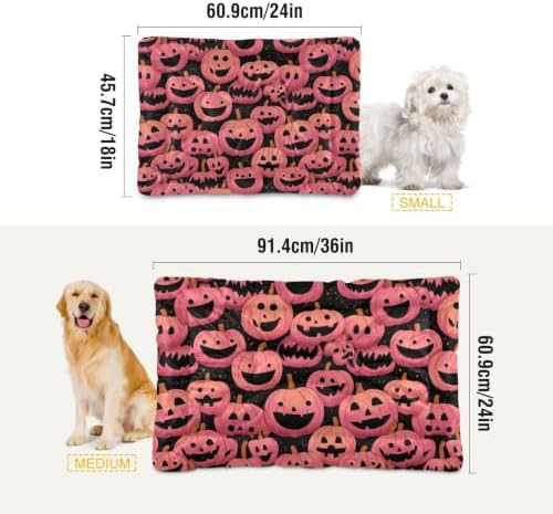 Halloween Funny Pinks Pumpkins Dog Bed Mat 18"x24" - Image 2