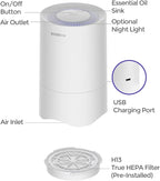 Rosekm Small Air Purifier for Home Bedroom, Personal Desk Mini Air Purifier, Room Hepa Air Purifier Fresheners Cleaner for Dorm, Pets, Smoke, Desktop, Office (White)