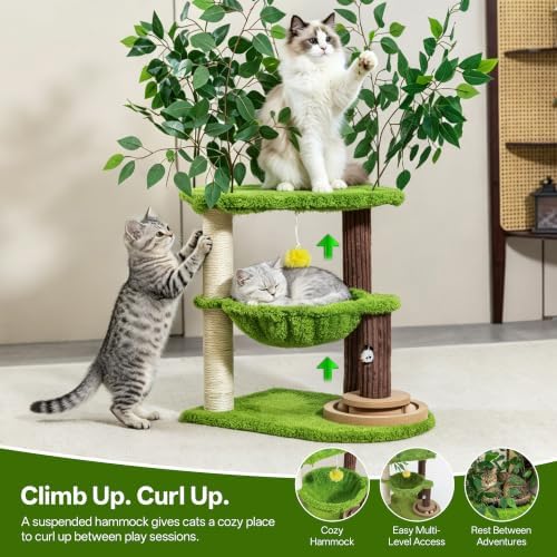 Woochpet 33.5-Inch Cat Tree with Leaves for Indoor Cats - Image 5
