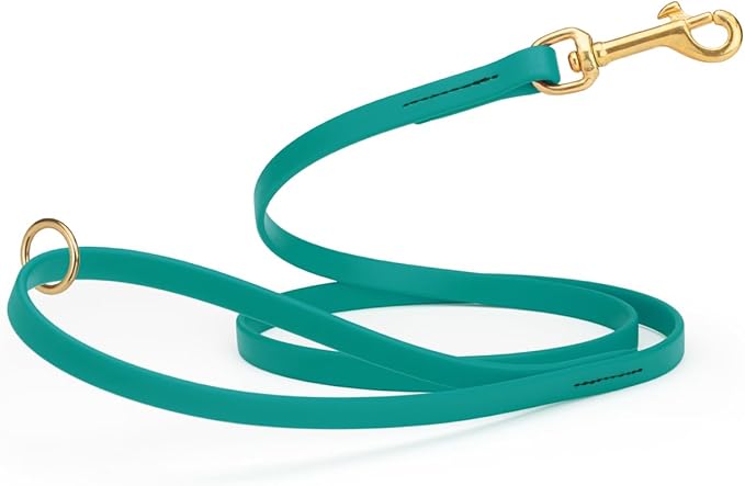 Viper Biothane K9 Working Dog Leash Waterproof Lead for Tracking Training Schutzhund Odor-Proof Long Line with Solid Brass Snap for Puppy Medium and Large Dogs 4ft, Blue Aqua