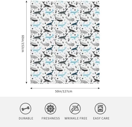 Whales Throw Blanket Lightweight Warm Sharks Flannel Fleece Blankets Cozy Soft Air Conditioning Blanket Gifts for Women Men Girls Boys 60"x50" - Image 5