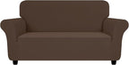 ZNSAYOTX Super Stretch Loveseat Covers (57"-70"), New Striped Love Seat Slipcover, Dogs Pet Friendly Anti-Slip Couch Protector Spandex Durable 2 Seater Fabric Sofa Cover (Coffee, Loveseat)