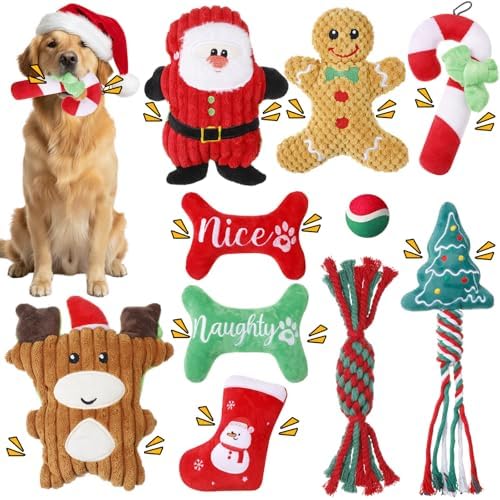 Soulchen 10 Pcs Christmas Dog Toys Plush Squeaky Puppy Toy by Soulchen
