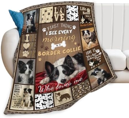 Border Collie Blanket for Girls Women Boys Men Adults Kids Soft Cozy Fleece Dog Pet Throw Blankets Gifts Warm Flannel Plush Lightweight Decor for Couch Bed Sofa 80"X60" - Image 2