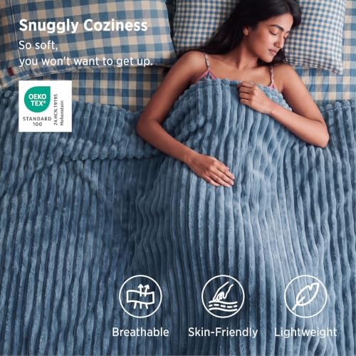 Bedsure Soft Queen Size Blanket for Bed Blue 90"x90" - Image 3