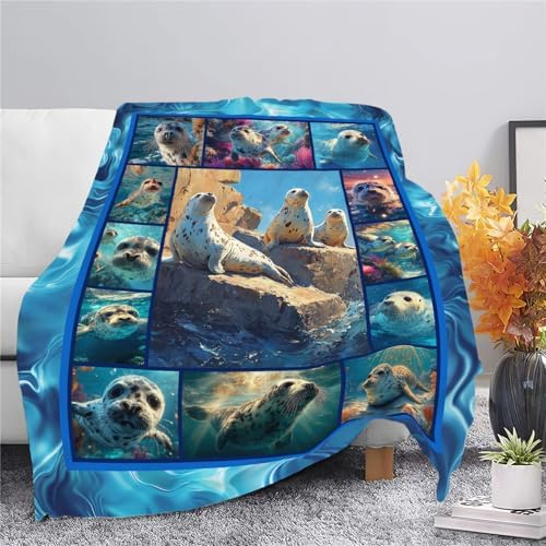 Seal Throw Blanket Ocean Seal Stuff Gifts for Kids Girls Boys Adults Women Men Soft Cozy Warm Plush Fluffy Fuzzy Fleece Blanket Decor 40''X50'' - Image 4