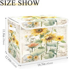 Bolaz Storage Bins with Lids and Handles,Sunflower Stamp Storage Box Basket with Cover Collapsible Organizer Containers for Home Closet, Shelves - Image 3