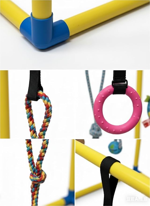 Puppy Play Gym with Five Hanging Toys and Lightweight PVC Frame | Five detachable hanging toys engage your puppy to keep them entertained and active indoors.
