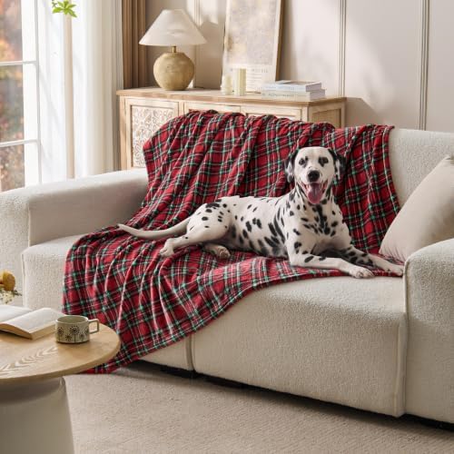 BEDELITE Christmas Tartan Fleece Throw Blanket for Couch & Bed, Red, 50x60 - Image 6