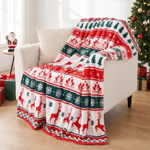 Gogreen Cozy Blanket Printed Throw Christmas Blanket - 300 GSM Fleece Blanket Throw Size for Home Decoration, Ultra Soft Blanket (Throw - 50" x 60") - E by GOGREEN