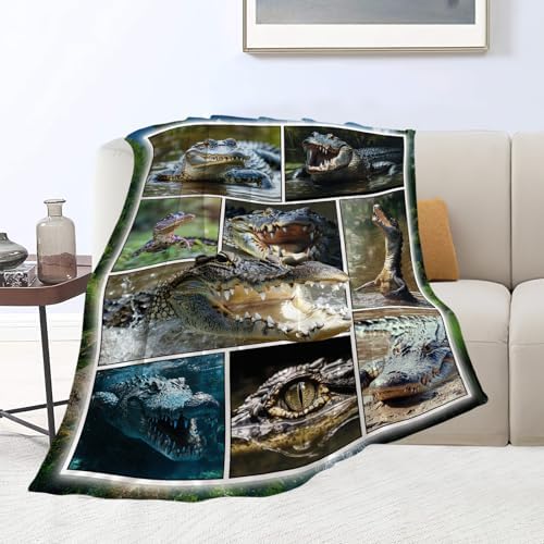 Crocodile Blanket Alligator Animal Throw Blankets Gifts for Girls Boys Kids Crocodile Lover Soft Cozy Fleece Plush for Couch Sofa Bed 80"x60" - Image 2