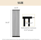 Lumizone 55.12" Extra Tall Pet Gate Extension Kit 16.73" Wide Black | Extra Tall Cat Gate for Dog Doorway Hallway Stairs Pressure Mounted 1.37" Gap No Drilling