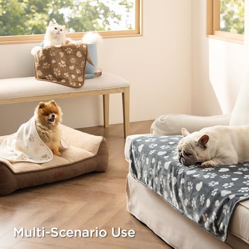 Bedsure Dog Blanket for Small Dogs Puppy Cat, Flannel Fleece, 3-Pack 23x16 - Image 2