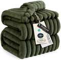 Bedsure Soft Queen Size Blanket for Bed Olive Green 90"x90" by BEDSURE