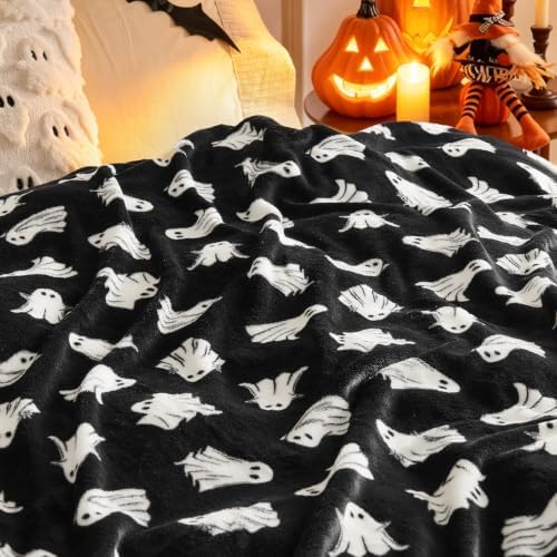 BEDELITE Ghost Halloween Throw Blanket Decor & Gift, Black, 50"x60" - Image 5