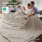 Bedsure Extra Soft Large Fleece Blanket for Bed Beige 120"x120" - Image 3