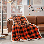 Touchat Halloween Blanket Twin Size 60" X 70"，Fall Autumn Harvest Sherpa Fuzzy Fluffy Soft Cozy Blankets, Fleece Flannel Plush Microfiber Throw for Couch Bed Sofa, Halloween Decor (Orange) - Image 5