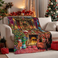 Neasow Christmas Throw Blanket, Christmas Eve Fireplace Tree and Puppy Design Soft Fuzzy Cozy Flannel Blanket Gift for Family and Friends Home Sofa Couch Chair Decorative 50x60 Inch by Neasow