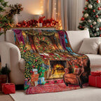 Neasow Christmas Throw Blanket, Christmas Eve Fireplace Tree and Puppy Design Soft Fuzzy Cozy Flannel Blanket Gift for Family and Friends Home Sofa Couch Chair Decorative 50x60 Inch by Neasow