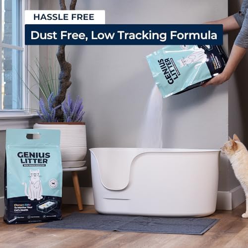 Genius Litter Health Monitoring Cat Litter, Featured on Shark Tank, Lightweight Crystal Silica Gel, Non Clumping, Dust Free, Low Tracking, Odor Control for Indoor Cats and Kittens, 2 Bag (12lb)