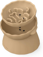 Slow Feeder Dog Bowls Made of Premium Food-Grade Silicone | Anti-Choking & Slow Eating for Improved Digestion, Non-Slip, Soft & Durable, Quiet Dog Bowl, Cute (Brown, Doggy)