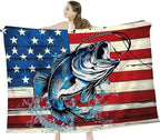 Bass Fish Blanket American Flag Fishing Throw Stuff Gifts 80"x60" - Image 4