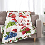 Berry Fruit Blanket for Girls Women Adults Kids Soft Cozy Fleece Funny Christmas Strawberry Blueberry Grape Throw Blankets Gifts Warm Flannel Plush Lightweight Decor for Couch Bed Sofa 60"X50" - Image 5