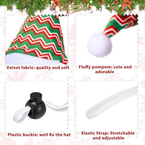 Weewooday 12 Pcs Mini Christmas Santa Hat Scarf Set, Small, Ripple Style - Image 5