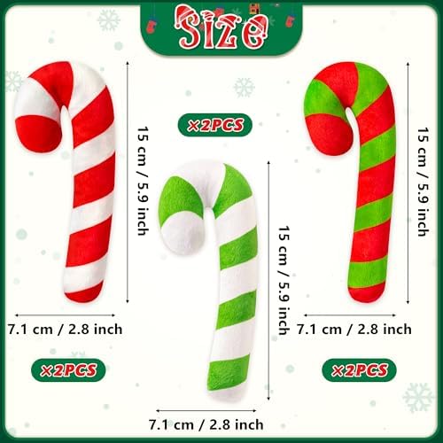 MALLMALL6 6Pcs Christmas Candy Cane Catnip Toys Gift for Indoor Chew Bite Kick Catmint Pet Supplies, Cute Interactive Toy for Cat Lover Xmas Presents (Tricolor) - Image 2
